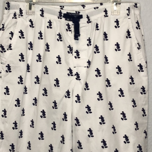 Disney Mickey Mouse Cotton Lounge Pajama Pants White with Navy Print XL - Picture 3 of 11